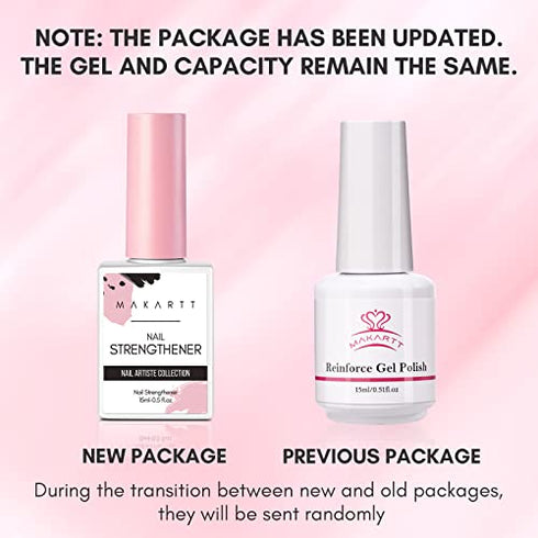 Makartt Gel Nail Strengthener Reinforce Polish, Nail Strengthening Repair Polish Nail Hardener for Treating Weak Damaged Peeling Nails Clear Soak Off Gel Lacquer Long Lasting Professional DIY Nail Art