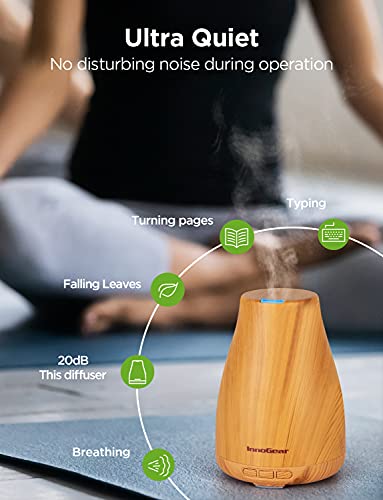 InnoGear Oil Diffuser, Super Quiet Essential Oil Diffuser Aromatherapy Diffuser Ultrasonic Humidifier with Sleep Mode, Waterless Auto-Off 8 Colors Light for Home Office Bedroom Room Baby, Yellow