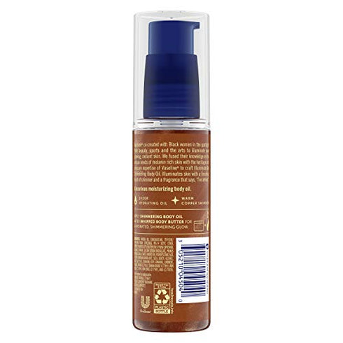 Vaseline Illuminate Me Shimmering Body Oil Created for Melanin Rich Skin Body Oil Illuminates Skin with Finishing Touch of Shimmer for Glowing Skin 3.3 oz