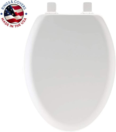 MAYFAIR 1841EC 000 Cameron Toilet Seat will Never Loosen and Easily Remove, ELONGATED, Durable Enameled Wood, White