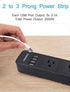 2 Prong Power Strip, Surge Protector 2 Prong with 3AC Outlets and 4 USB Charging Ports, 6.6ft Long 2 Prong to 3 Prong Extension Cord for Smartphone Home Office Desktop, Black