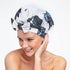 Kitsch Luxury Reusable Shower Cap for Women - Waterproof & Stylish Bonnet for Curly Hair & Long Hair - One Size Fits Most Shower Caps with Anti Slip Silicon Grip | Hair Cap for Shower (Floral)