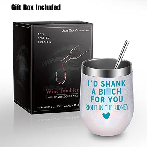 LEADO Best Friend, Friendship Gifts for Women - Sisters Gifts from Sister, Best Friend Birthday Gifts for Women Friends - Funny Galentines, Valentines Day Gifts for Friends, Her, Mom Wine Tumbler