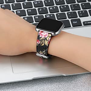POHNUI 3 Pack Leather Bands Compatible with Fitbit Versa 2/Versa/Versa Lite/Versa SE for Women Men, Adjustable Soft Leather Replacement Strap Wristband for Fitbit Versa Smart Watch