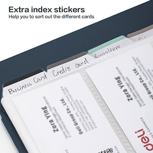 deli Business Card Book Holder, Business Card Organizer, Name Card Book Holder, Portable Office Business Card Holder, Hold 180 Cards, Blue