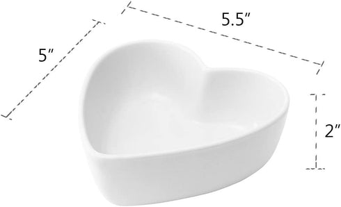 WAIT FLY Heart-shaped Bowls for Salad Soup Snack Dessert Best Kitchen Household Cooking Gifts for Home Kitchen, White