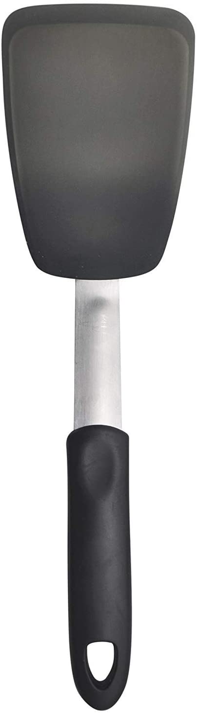 Unicook 2 Pack Flexible Silicone Spatula, Turner, 600F Heat Resistant, Ideal for Flipping Eggs, Burgers, Crepes and More, Black
