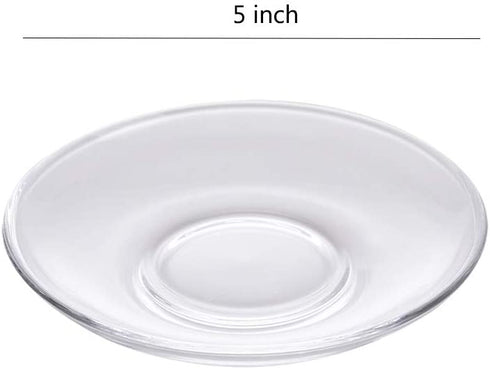 Sizikato 6pcs Clear Glass Snack Plate, Restaurant Dessert Plate, Tea Table Decoration Tea Bag Holder. 5 Inch