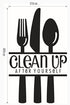 CUGBO Clean UP After Yourself Kitchen Wall Sticker, Fork Knife Spoon Wall Art Decor Mural for Kitchen Dining Room Restaurant Bar Decoration