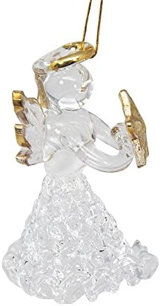 Kurt Adler Clear Glass Angel Ornament, 1.57-Inch, Set of 8