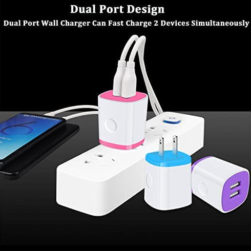 USB Charger Wall Plug, iPhone Charger Box,AndHot 5Pack Home Travel 2.1Amp Dual Port Fast Wall Charger Quick Charging Block Cube Brick for iPhone 14 13 12 11 Pro Max SE XR X 8 7 6,iPad,Samsung,Android