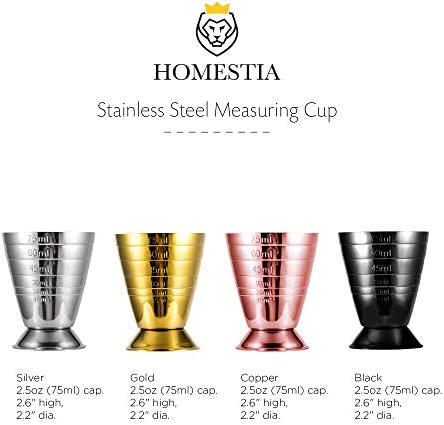 Homestia Measuring Cup Cocktail Jigger Stainless Steel Graduated Cup for Liquid or Dry Mini Espresso Shot Glass Up to 2.5oz, 5Tbsp, 75ml, Silver