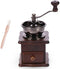 A + kitchen Wooden Manual Coffee Grinder Vintage Style Hand Coffee Mill Burr Coffee Grinder with Ceramic Hand Crank+Wooden Manual Coffee Grinder Cleaning Brush, Brown, 20 x 9.5 x 16.5 cm (A3329)