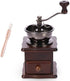 A + kitchen Wooden Manual Coffee Grinder Vintage Style Hand Coffee Mill Burr Coffee Grinder with Ceramic Hand Crank+Wooden Manual Coffee Grinder Cleaning Brush, Brown, 20 x 9.5 x 16.5 cm (A3329)