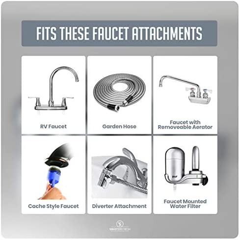 SmarterFresh 9-Piece Faucet Adapter Kit, Brass Aerator Adapter Set to Connect Garden Hose, Water Filter, Standard Hose via Diverter, in RV & Other - Male & Female Faucet Adapter for Sinks