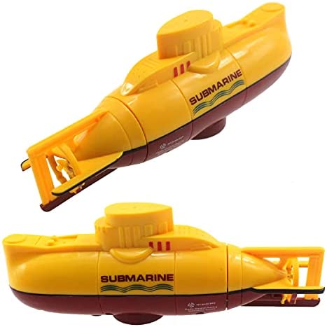 Tipmant Mini RC Submarine Toy Remote Control Boat Ship Electric Dive Water Fish Tank Kids Birthday Gift (Yellow)