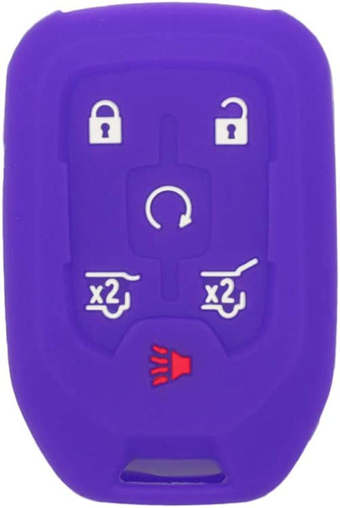 SEGADEN Silicone Cover Protector Case Holder Skin Jacket Compatible with Chevrolet GMC 6 Button Remote Key Fob CV4617 Deep Purple