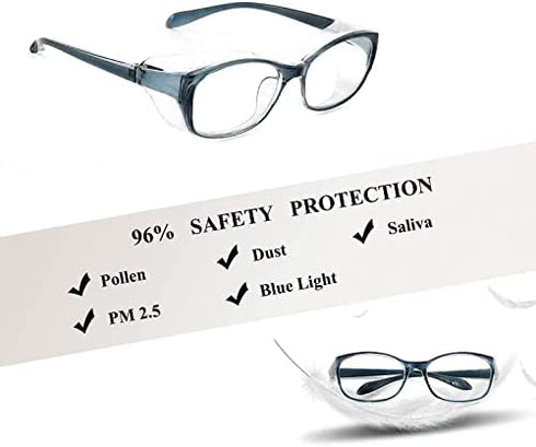 Kepoita Anti Fog Safety Glasses for Women Men, UV Protection Anti Scratch Blue Light Blocking Safety Goggles for School Outdoor Work(Blue)