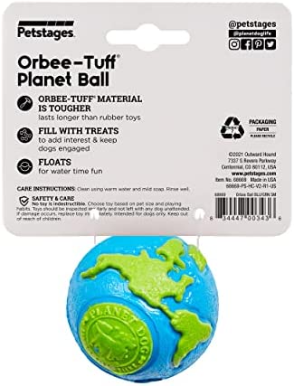 Planet Dog Orbee-Tuff Planet Ball Blue/Green Treat-Dispensing Dog Toy, Small