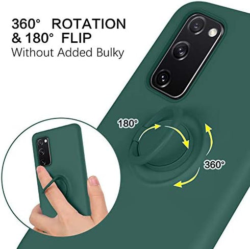 BENTOBEN Samsung Galaxy S20 FE 5G Case 2020, Slim Silicone | Kickstand with 360° Ring Holder | Support Car Mount | Soft Gel Rubber Hybrid Shockproof Bumper Anti-Scratch Non-Slip Cover, Midnight Green