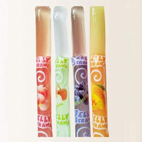 Jelly Straws Pack of 2 - Jelly Noodles Gummies Peach Mango Blueberry Lychee Flavors