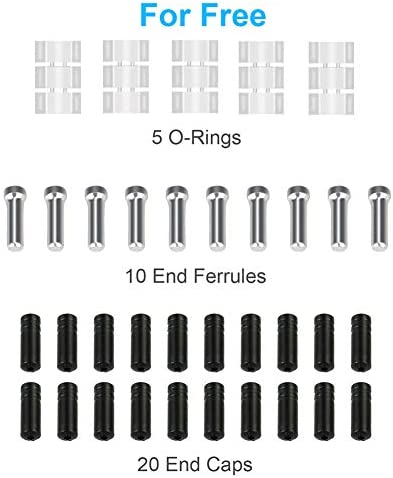 Hapleby 10PCS Premium Bike Shift Cable, Professional Bicycle Shift Wire Kit for Mountain and Road Bicycle, for Free 5 O-Rings, 10 End Ferrules and 20 End Caps