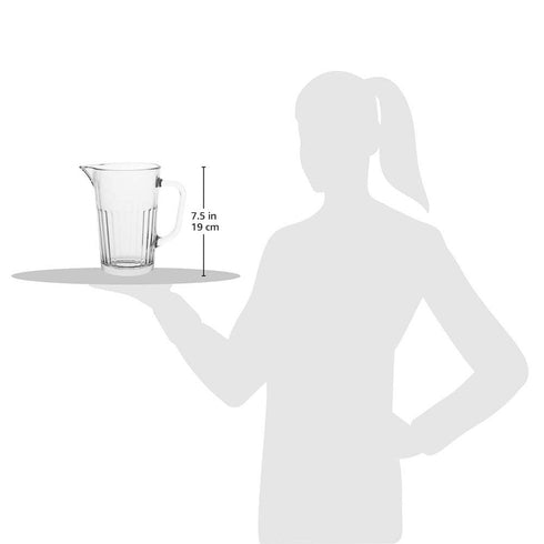 AmazonCommercial Everyday Glass Jug, Fluted Pitcher with Spout and Handle - 41.5 oz