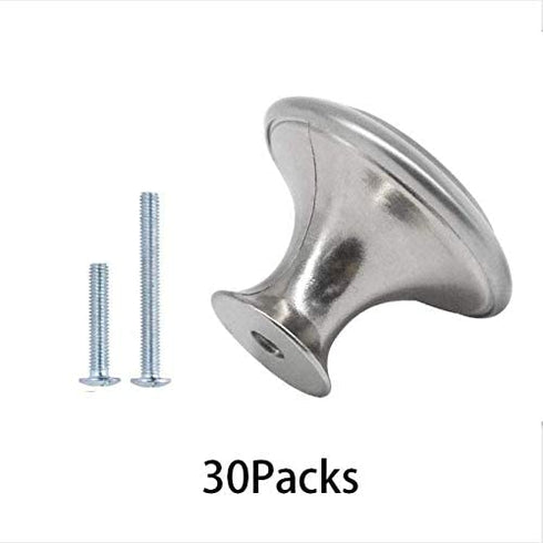 30 Packs Kitchen Cabinet Knobs Brushed Nickel Silver - Pull Hardware Handle, Drawer knobs for Kitchen Cupboard Door, Bedroom Dresser Drawer, Bathroom Wardrobe Hardware with Long Short Screws
