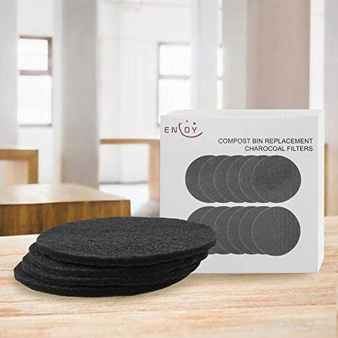 12 Pack Compost Bin Filters Extra Thick Activated Carbon Kitchen Compost Filters Refill Replacement Filters, Odor Absorbing Charcoal Filters 7.2 Inch