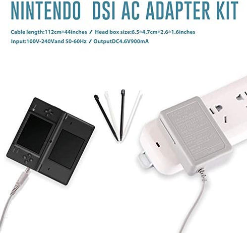 DSi Charger Kit, AC Power Adapter Charger and Stylus Pen for Nintendo DSi, Wall Travel Charger Power Cord Charging Cable