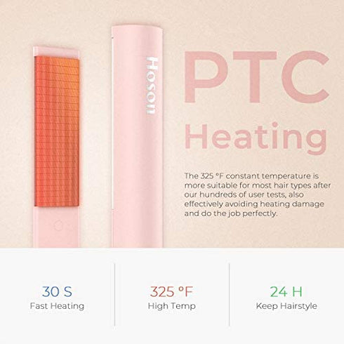 Mini Hair Straightener Travel Size, Small Flat Irons for Short Hair, Portable Flat Iron for Bangs, Pink