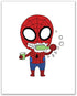 Spiderman Bathroom Prints - Set of 4 (8 inches x 10 inches) Wall Art Decor