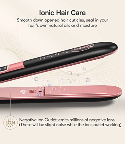 Deogra Flat Iron for African American Hair, Silk Press Flat Irons, Ceramic Tourmaline Ionic Flat Iron Hair Straightener with Keratin & Argan Oil Infused Plates, 1 inch 430? Curling Flat Iron