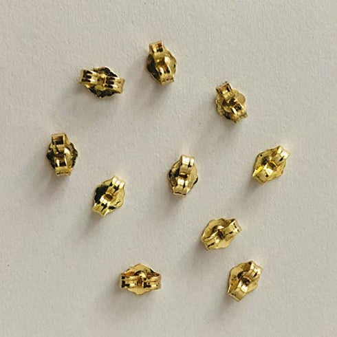 monochef 10pcs/5 Pairs 14K Yellow Gold Earring Backs Replacement Secure Ear Locking for Stud Earrings Ear Nut for Posts, 5x6mm