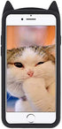 MEGANTREE Cute iPhone SE 2022 case, iPhone SE 2020 case, Black Whisker Cat Ears Kitty Case, iPhone 7 case, iPhone 8 case, iPhone 6 case, iPhone 6s case, Funny 3D Cartoon Animal Soft Silicone Cover
