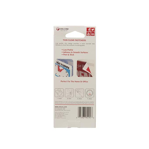 VELCRO Tape (95194) Indoor/Outdoor Hook & Loop Combo Packs, Dots, 3/4", Clear (200 Per Case) For Home & Office