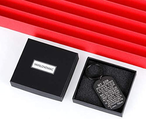 Inspirational Gift to Son from Mom Keychain Birthday Gifts for Step Son Adult Son Teen Boy from Mother in Law Stepmom Valentines Day Christmas I Love You Serve in the Army (Black)