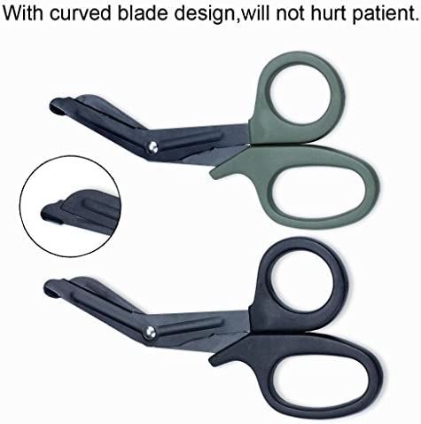 EFORCAR Medical Shears, Trauma Bandage Scissors,EMT Paramedics Nurses First aid Sharp Stainless Steel Saw Tooth Black Green Scissors,(2 Pack)