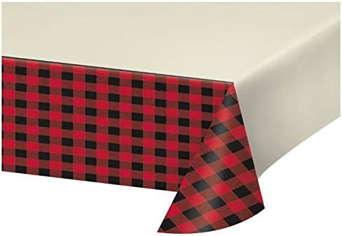 2 Pack - Buffalo Plaid Red Lumberjack Plastic Table Cover 54 x 102 Inches (Plus Party Planning Checklist by Mikes Super Store)