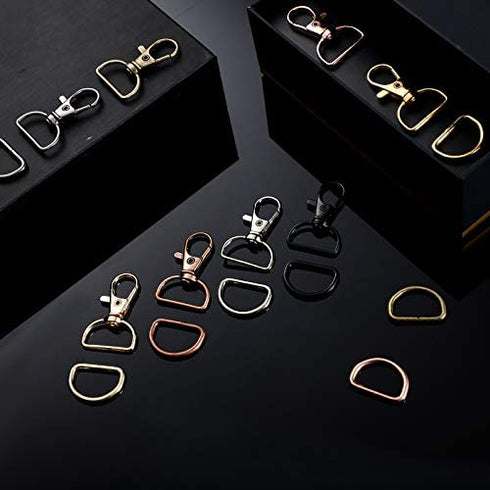 100 Pieces Swivel Clasps Snap Hooks and D Rings Keychain Clip Hook Lobster Claw Clasp for Keychain Making and Sewing Project (20 mm Outside Width) (24 mm Outside Width)