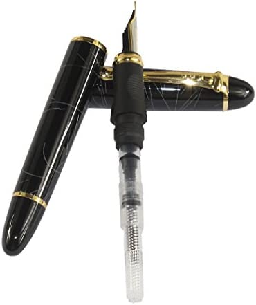 Jinhao 450 Normal nib Fountain Pen White line with 5 color Gullor Ink Cartridges