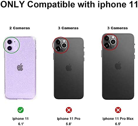 JJGoo Compatible with iPhone 11 Case, Clear Glitter Sparkle Bling Anti-Scratch Shockproof Protective Flexible Phone Cases Cute Slim Thin Bumper Cover for Women Girls (6.1 inch) 2019