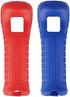 Jadebones 2X Silicone Skin Case Cover with Wrist Strap for Wii Remote Controller (Red+Blue)
