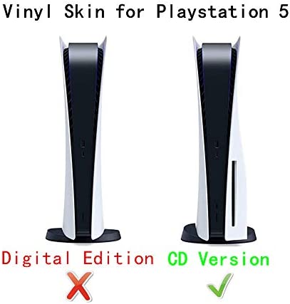 Ps5 Stickers Full Body Vinyl Skin Decal Cover for Playstation 5 Digital Edition Console Controllers (CD Version, Black Glass)
