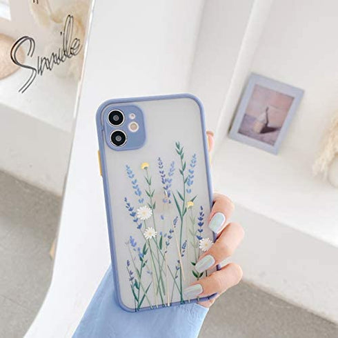 Ownest Compatible with iPhone 12 Pro Max Case for Clear Flower Frosted PC Back 3D Floral Girls Woman and Soft TPU Bumper Silicone Slim Shockproof Case for iPhone 12 Pro Max-(Purple-3)