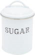 Farmhouse Canister Set, White Metal Kitchen Containers with Lids (4 x 6.3 In, 4 Pack)