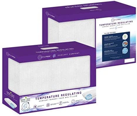 SensorPEDIC Temperature Regulating Coolest Comfort Memory Foam Bed Pillow, 1 Count (Pack of 1), White