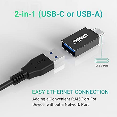 USB 3.0 Hub Ethernet with USB C Adapter, 3 Port USB 3.0 Splitter Gigabit Ethernet Hub + USB C HUB Network RJ45 1000Mbps USB Extender