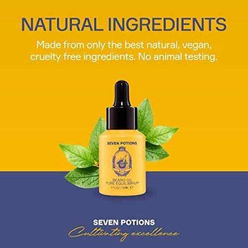 Beard Oil 1 fl oz by Seven Potions. Fragrance Free Beard Softener. Stops Beard Itch. Natural Beard Conditioning Oil. Contains Jojoba Oil (Pure Equilibrium)