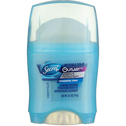 Secret Invisible Solid Outlast Antiperspirant Deodorant Completely Clean 0.5 Oz Travel Size (Pack of 3)